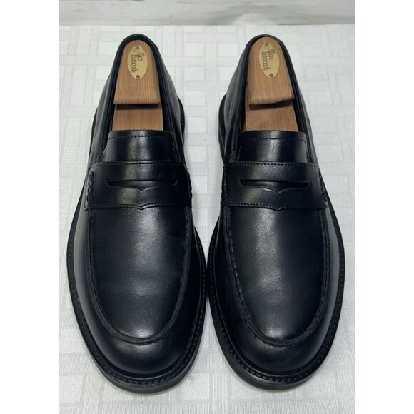 ECCO Slip On LOAFER Black Leather Shoe Comfort Dress Casual 43 / 9-9.5 M OR WIDE